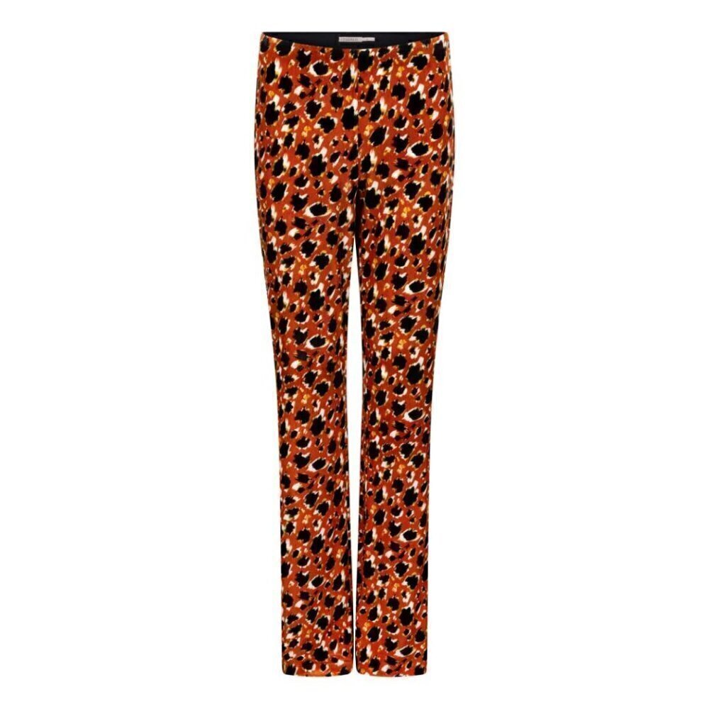 NWT ESQUALO Orange Velvet Leopard Flared Pants